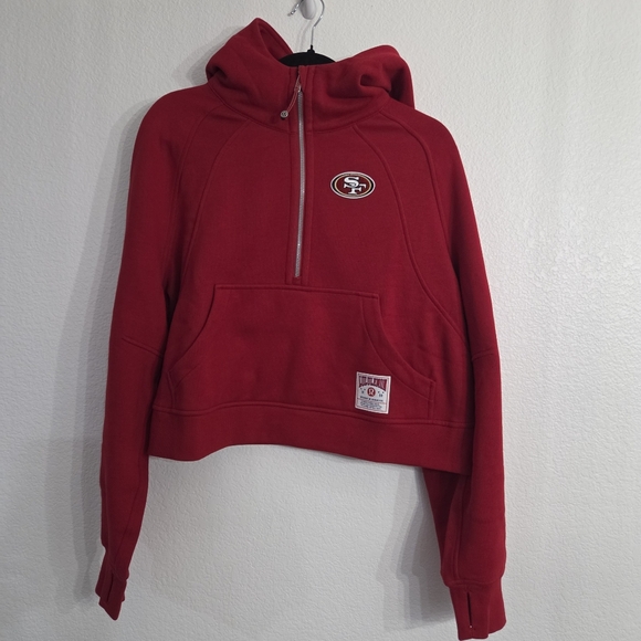 NWT Women's San Francisco 49ers Lululemon Scuba Half-Zip Hoodie Medium/Large Red - Picture 1 of 13